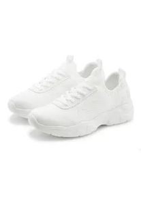 Sneaker Lascana ACTIVE "Turnschuhe", Damen, Gr. 38, wei&szlig;, Obermaterial: 50% Lederimitat, 50% Textilmaterial. Decksohle: 100% Textilmaterial. Futter: 100% Textilmaterial. Laufsohle: 100% Synthetik, Mesh, unifarben, Basic, Schuhe Sneaker, ultraleicht und bequem zum Reinschl&uuml;pfen mit Zierschn&uuml;rung VEGAN