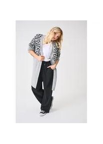 Strickjacke Only CARMAKOMA "CARJADE ANIMAL L/S CARDIGAN KNT NOOS", Damen, Gr. L, grau (light grau melange pattern:dunkelgrau mel), Strick, Obermaterial: 81% Polyacryl, 19% Polyester, gemustert, ca. Mitte Oberschenkel, V-Ausschnitt, Strickjacken Strickjacke