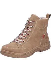 Schn&uuml;rstiefelette Rieker "Rieker Stiefelette Lederimitat", Damen, Gr. 37, wood, Lederimitat, Schuhe Schn&uuml;rstiefelette