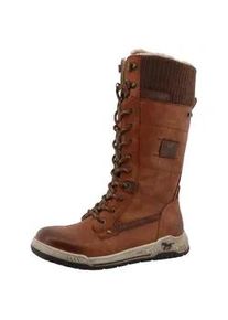 Winterstiefel Mustang SHOES "Ihana", Damen, Gr. 37, Normalschaft, braun (cognac), Lederimitat, Textil, used, Schuhe Winterstiefel, Winterboots, Snowboot mit TEX-Membrane