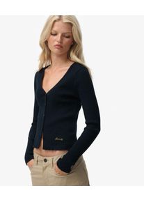 Superdry Damen Essential Langarmtop mit Durchgehender Knopfleiste Navy - Gr&ouml;&szlig;e: 42 210302670013898T020