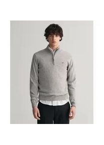 Gant f&uuml;r Herren. 87213 Pullover aus sehr feiner Schafwolle mit grauem halben Rei&szlig;verschluss (3XL), L&auml;ssig