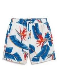 Superdry f&uuml;r Herren. M3010232A Recycelter Hawaii Print Badeanzug wei&szlig; (S), Strandbekleidung, Recyceltes Polyester, Nachhaltig