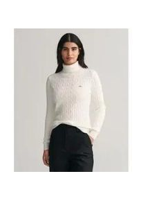Gant f&uuml;r Damen. 4800102 Achten gestrickter Pullover mit Schwanenhals aus wei&szlig;er Stretch-Baumwolle (XL), L&auml;ssig