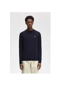 Fred Perry f&uuml;r Herren. K9601 Klassischer marineblauer Pullover (L), L&auml;ssig, Wolle