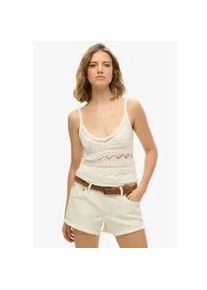 Superdry f&uuml;r Damen. W6012031A Wei&szlig;es geh&auml;keltes Oberteil (XS), L&auml;ssig, Baumwolle, &Auml;rmellos / Hosentr&auml;ger