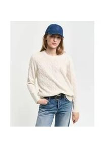 Gant f&uuml;r Damen. 4805315 Rundhalsausschnitt Schafe Wolle Achter gestrickt Pullover wei&szlig; (L), L&auml;ssig