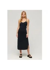 Superdry f&uuml;r Damen. W8011419A Schwarzes Strickkleid mit offenem R&uuml;cken (L), L&auml;ssig, Viskose, Modal, &Auml;rmellos / Hosentr&auml;ger