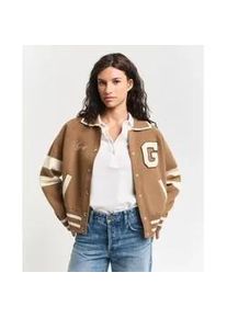Gant f&uuml;r Damen. 4805301 Braune Varsity-Strickjacke (XL), L&auml;ssig, Baumwolle