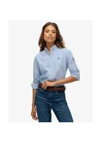 Superdry f&uuml;r Damen. W4010565A Schmal geschnittenes Oxford-Hemd blau (S), L&auml;ssig, Baumwolle, Langarm