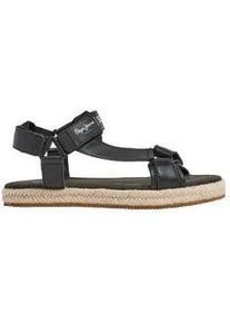 Pepe Jeans f&uuml;r Herren. PMS90115 Sunset Savage Ledersandalen schwarz (40), Wohnung, Klettverschluss, L&auml;ssig