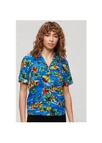 Superdry f&uuml;r Damen. W4010419A Beach Resort Hemd blau (L), L&auml;ssig, Viskose, Kurzarm