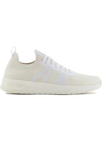 Armani Exchange Low-Top Sneaker - White Shiny Leather Sneakers - Gr. US_11 - in Beige - f&uuml;r Damen