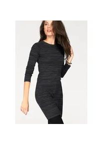 Strickkleid Aniston CASUAL, Damen, Gr. 42, N-Gr, grau (anthrazit), Feinstrick, Obermaterial: 70% Viskose, 30% Polyamid, meliert, figurbetont kniefrei, Rundhals, B&uuml;ndchen, Kleider Strickkleid, mit Rei&szlig;verschluss