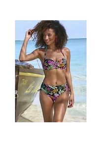 B&uuml;gel-Bandeau-Bikini-Top Vivance "Leilani", Damen, Gr. 40, Cup C, schwarz (schwarz, bedruckt), Recycling-Polyamid, bedruckt, floral, Bikini-Oberteile, in getwisteter Optik