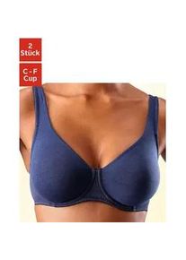 Minimizer-BH Petite Fleur, Damen, Gr. 95, Cup D, blau (marine, wei&szlig;), Jersey, Obermaterial: 90% Baumwolle, 10% Elasthan, BHs Minimizer-BH, mit B&uuml;gel aus Baumwolle