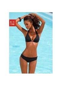 Triangel-Bikini Lascana, Damen, Gr. 34, Cup C, schwarz, Polyamid, unifarben, Bikini-Sets Triangel-Bikini, im Nacken zu binden, wattierte Cups, mit eingearbeiteten Kissen
