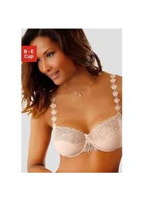 B&uuml;gel-BH Nuance, Damen, Gr. 90, Cup E, beige (puder), Spitze, Obermaterial: 50% Polyester, 30% Polyamid, 20% Elasthan, BHs BH Spitzenw&auml;sche Spitzen-BH B&uuml;gel-BH Hochzeitsw&auml;sche Dirndl-BH Hochzeitsdessous Balconette-BH, mit sch&ouml;ner Stickereispitze am Obercup und den Tr&auml;gern, Dessous
