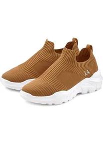 Sneaker Lascana, Damen, Gr. 40, braun (camelfarben), Obermaterial: 100% Textilmaterial. Decksohle: 100% Textilmaterial. Futter: 100% Textilmaterial. Laufsohle: 100% Synthetik, unifarben, Basic, Schuhe Sneaker, Halbschuh, Slipper, Freizeitschuh zum Reinschl&uuml;pfen VEGAN