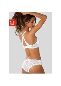 Set: Push-up-BH Lascana, Damen, Gr. 80 (40/42), Cup C, wei&szlig;, Obermaterial: 90% Polyamid, 10% Elasthan. Unterteil: 90% Polyamid, 10% Elasthan, figurbetont, BH-Sets BH Push-up-BH BH-Set Dessous-Set B&uuml;gel-BH Hochzeitsw&auml;sche Hochzeitsdessous, mit zarter Spitze, sexy Dessous, Reizw&auml;sche