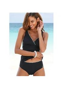 B&uuml;gel-Tankini-Top Lascana "Camilla", Damen, Gr. 42, Cup B, schwarz-wei&szlig; (schwarz, wei&szlig;), Polyamid, kontrastfarbene Details, unifarben, Bikini-Oberteile Tankini-Oberteil, mit Farbkontrast