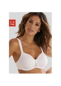 Minimizer-BH Lascana, Damen, Gr. 90, Cup G, wei&szlig;, Spitze, Obermaterial: 88% Polyamid, 12% Elasthan, BHs Minimizer-BH, mit B&uuml;gel aus schimmernder Jaquardspitze