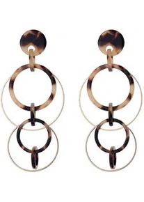 Paar Ohrstecker Firetti "bewegliche Kreise", braun (braun, honigfarben), Ohrringe, Damen, Materialmix