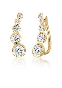Paar Ohrstecker Elli "Ohrklemme Earclimber, mit Kristallen von Swarovski", gold, Ohrringe, Damen, onesize,mit Steinen, Silber 925 (Sterlingsilber)