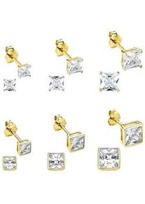 Ohrstecker-Set Bruno Banani "Mulitpack Schmuck Geschenk Silber 925 Ohrschmuckset", gold (gelbgoldfarben, wei&szlig;, kristallwei&szlig;), Ohrringe, Damen, Silber 925 (Sterlingsilber), mit Zirkonia (synth.)