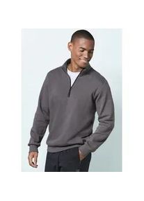 Sweatshirt John Devin, Herren, Gr. XL (56/58), grau (dunkelgrau), angeraute Sweatware, Obermaterial: 60% Baumwolle, 40% Polyester, unifarben, bequem normal, Rundhals, angesetztes B&uuml;ndchen, Sweatshirts Sweatshirt, Troyer mit schwarzem Rei&szlig;verschluss am Kragen, aus Baumwoll-Mix