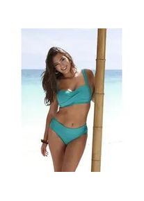 Bikini-Hose Lascana "Comfy", Damen, Gr. 40, N-Gr, blau (t&uuml;rkis), Recycling-Polyamid, unifarben, Badehosen Bikini-Hose, in h&ouml;herer Form