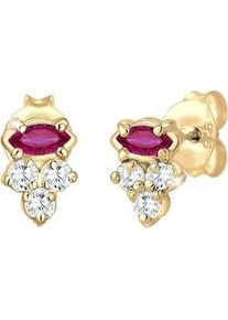 Paar Ohrstecker Elli "Schmuck Geschenk Silber 925 Ohrringe", rot (gelbgoldfarben, pink, kristallwei&szlig;, pink, kristallwei&szlig;), Ohrringe, Damen, Silber 925 (Sterlingsilber), mit Rubin (synth.), Glasstein