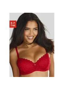 Schalen-BH Vivance, Damen, Gr. 70, Cup E, rot, Microtouch, Obermaterial: 63% Polyamid, 27% Polyester, 10% Elasthan, BHs Schalen-BH, aus Spitze in Leo-Optik im modischen Balconnet-Schnitt, Dessous