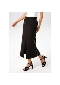 Maxirock Aniston CASUAL, Damen, Gr. 44, schwarz-wei&szlig; (schwarz, wei&szlig;), angeraute Sweatware, Obermaterial: 100% Baumwolle, unifarben mit Farbeinsatz, figurumspielend kn&ouml;chelfrei, R&ouml;cke Maxirock, mit kontrastfarbigen Piping an den Seitenn&auml;hten