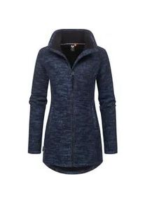 Strickjacke Ragwear "Miram Melange", Damen, Gr. L (40), blau (navy), Grobstrick, Obermaterial: 56% Baumwolle, 44% Polyester; Innenfutter: 100% Polyester, figurumspielend Po-bedeckend, hoch geschlossener Ausschnitt, &Auml;rmel ohne &Auml;rmelschlitz normaler Saum mit Daumenl&ouml;chern, Strickjacken Strickjacke, Kuschelige &Uuml;bergangsjacke in Strick-Optik