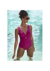 Badeanzug Buffalo "Soleil", Damen, Gr. 42, Cup A/B, lila (beere), Recycling-Polyamid, Badeanz&uuml;ge Badeanzug, mit modischem Cut-Out