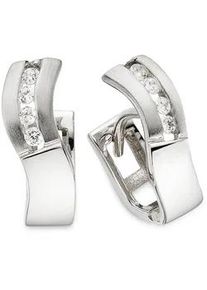 Paar Creolen Bruno Banani "Schmuck Geschenk Silbercreolen", silberfarben, kristallwei&szlig;, kristallwei&szlig;, Ohrringe, Damen, Silber 925 (Sterlingsilber), mit Zirkonia (synth.)