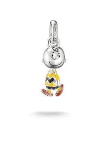 Charm-Einh&auml;nger Thomas Sabo "Thomas Sabo x Peanuts Charlie Brown Charm - Connect", silberfarben, schwarz, gelb, braun, Charms, Damen, Silber 925 (recycelt)