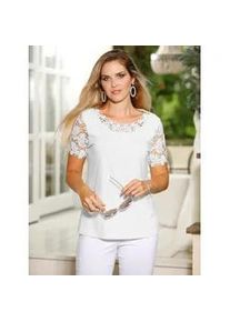 Spitzenshirt Classic Basics "Shirt", Damen, Gr. 46, beige (ecru), 100% Baumwolle, Spitze:100% Polyester, unifarben, Rundhals, Shirts