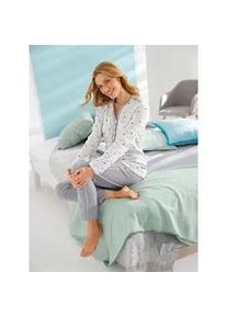Schlafanzug PASTUNETTE, Damen, Gr. 52/54, beige (ecru, bedruckt), 93% Baumwolle 7% Polyester% 2 Teile mit untersch. Material, 100% Baumwolle, Homewear-Sets Schlafanzug