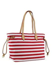 Schultertasche "Bademeister", Damen, Gr. B/H/T: 45cm x 27cm x 15cm onesize, rot, Baumwolle, Collezione Alessandro, Taschen Schultertasche, mit echt Leder Henkeln