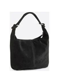 Beuteltasche Heine, Damen, Gr. B/H/T: 39cm x 49cm x 2cm, schwarz, Leder, unifarben, Taschen Beuteltasche