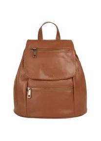 Cityrucksack Samantha Look, Damen, Gr. B/H/T: 24cm x 27cm x 11cm, onesize, braun (cognac), Leder, Rindsleder, beschichtet, leicht gl&auml;nzend, Rucks&auml;cke Cityrucksack, echt Leder, Made in Italy
