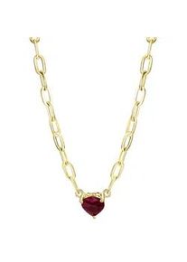 Kette mit Anh&auml;nger Firetti "Schmuck Geschenk Silber 925 Halsschmuck Halskette Ankerkette Herz", gold (gelbgoldfarben, rot), Halsketten, Damen, Silber 925 (Sterlingsilber), L: 45 B: 3mm, mit Rubin, B:3mm