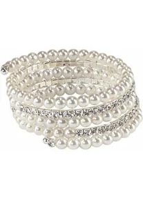 Armspirale Firetti "festlich", wei&szlig; (metallfarben, wei&szlig;, kristallwei&szlig;, kristallwei&szlig;), Armb&auml;nder, Damen, Metall, mit Glasstein - mit Acrylperle