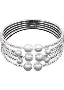 Armspange Firetti "festlich und elegant", wei&szlig; (metallfarben, wei&szlig;, kristallwei&szlig;, kristallwei&szlig;), Armb&auml;nder, Damen, Metall, Armspange, mit Glasstein - mit Glasperle