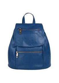 Cityrucksack Samantha Look, Damen, Gr. B/H/T: 24cm x 27cm x 11cm, onesize, blau, Leder, Rindsleder, beschichtet, leicht gl&auml;nzend, Rucks&auml;cke Cityrucksack, echt Leder, Made in Italy