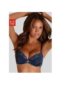 Push-up-BH Marie Claire, Damen, Gr. 80, Cup C, blau (marine), Microtouch, Obermaterial: 70% Polyamid, 20% Elasthan, 10% Polyester, BHs BH Push-up-BH Spitzenw&auml;sche B&uuml;gel-BH Spitzen-BH Hochzeitsw&auml;sche Dirndl-BH Hochzeitsdessous Schalen-BH, mit B&uuml;gel und feiner Bl&uuml;tenstickerei, sexy Dessous