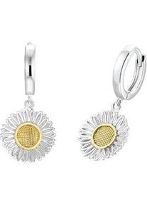 Paar Creolen Amor "Blume", gold (silberfarben, gelbgoldfarben), Ohrringe, Damen, Silber 925 (Sterlingsilber)