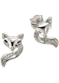 Paar Ohrstecker Firetti "Schmuck Geschenk Silber 925 Ohrschmuck Fuchs", silber (silberfarben, kristallwei&szlig;), Ohrringe, Damen, Silber 925 (Sterlingsilber), mit Zirkonia (synth.)